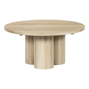 Hazel Coffee Table with 3 Pillar Legs- 35.5 Inch Round Top- Mango Wood