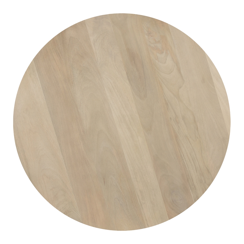 Hazel Coffee Table with 3 Pillar Legs- 35.5 Inch Round Top- Mango Wood