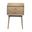 Nali Bedside Nightstand Table- 2 Drawers- Sandblasted Mango Wood- Brass Knobs