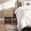 Nali Bedside Nightstand Table- 2 Drawers- Sandblasted Mango Wood- Brass Knobs