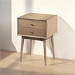 Nali Bedside Nightstand Table- 2 Drawers- Sandblasted Mango Wood- Brass Knobs