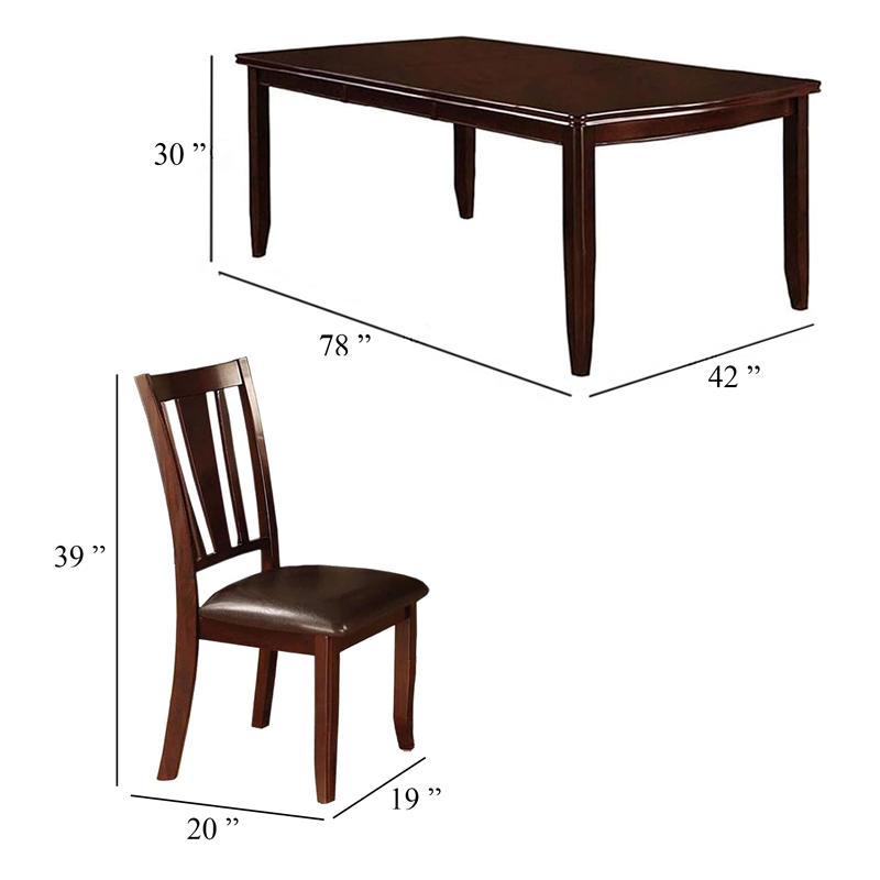 Demy 9pc Dining Table and 8 Chairs Set- Espresso Brown Faux Leather