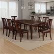 Demy 9pc Dining Table and 8 Chairs Set- Espresso Brown Faux Leather
