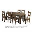 Caly 7pc Rectangular Dining Table Set- 6 Ladderback Side Chairs- Rustic