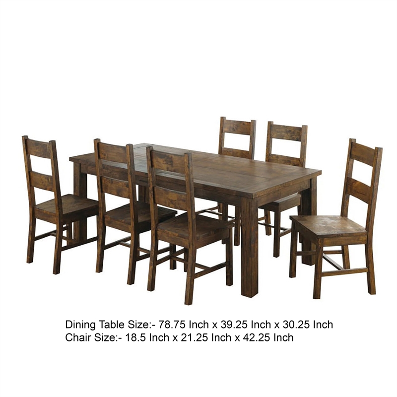 Caly 7pc Rectangular Dining Table Set- 6 Ladderback Side Chairs- Rustic