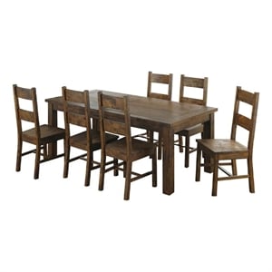 Caly 7pc Rectangular Dining Table Set- 6 Ladderback Side Chairs- Rustic
