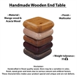 Zyra 18 Inch Side End Table- Sculptural Stacked Design- Mango and Acacia Wood