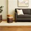 Zyra 18 Inch Side End Table- Sculptural Stacked Design- Mango and Acacia Wood