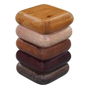 Zyra 18 Inch Side End Table- Sculptural Stacked Design- Mango and Acacia Wood