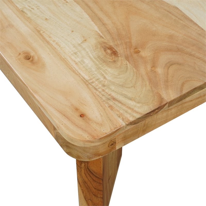 Cascade 32 Inch Coffee Table- Handcrafted Acacia- Square Top- Wide Panel Legs
