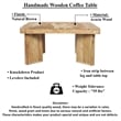 Cascade 32 Inch Coffee Table- Handcrafted Acacia- Square Top- Wide Panel Legs