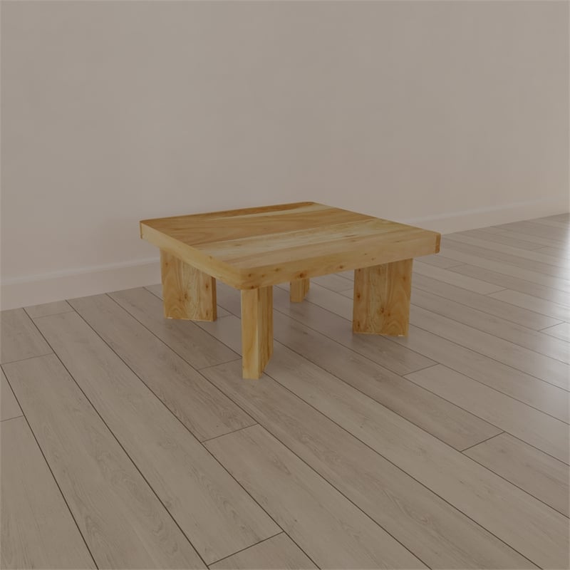 Cascade 32 Inch Coffee Table- Handcrafted Acacia- Square Top- Wide Panel Legs
