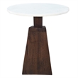 Port Blair Side End Table- Round Genuine Marble Top- Mango Wood 16.5 Inch