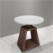 Port Blair Side End Table- Round Genuine Marble Top- Mango Wood 16.5 Inch