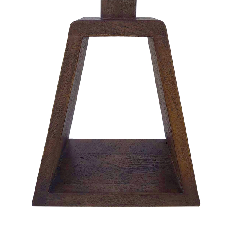 Port Blair Side End Table- Round Genuine Marble Top- Mango Wood 16.5 Inch