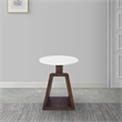 Port Blair Side End Table- Round Genuine Marble Top- Mango Wood 16.5 Inch