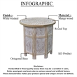 Accent Side Table- Mango Wood 18 Inch Round Top- Hand Carved Mandala Design