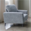 Jake 37 Inch Accent Sofa Armchair- Gray Chenille Foam Cushions- Metal Legs