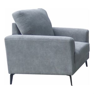 Jake 37 Inch Accent Sofa Armchair- Gray Chenille Foam Cushions- Metal Legs