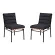 Kive Dining Chair Set of 2- Iron Legs- Black Channel Tufted Boucle