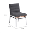 Kive Dining Chair Set of 2- Black Iron Legs- Gray Channel Tuft Boucle