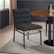 Kive Dining Chair Set of 2- Black Iron Legs- Gray Channel Tuft Boucle