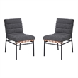 Kive Dining Chair Set of 2- Black Iron Legs- Gray Channel Tuft Boucle