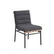 Kive Dining Chair Set of 2- Black Iron Legs- Gray Channel Tuft Boucle
