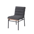 Kive Dining Chair Set of 2- Black Iron Legs- Gray Channel Tuft Boucle