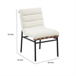 Kive Dining Chair Set of 2- Black Iron Legs- White Channel Tuft Boucle