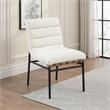 Kive Dining Chair Set of 2- Black Iron Legs- White Channel Tuft Boucle