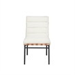 Kive Dining Chair Set of 2- Black Iron Legs- White Channel Tuft Boucle