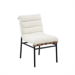 Kive Dining Chair Set of 2- Black Iron Legs- White Channel Tuft Boucle