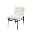 Kive Dining Chair Set of 2- Black Iron Legs- White Channel Tuft Boucle