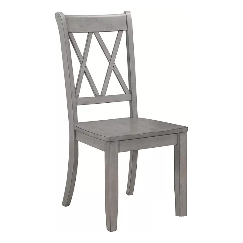 Janu Set of 2 Side Dining Chair- X Shaped Backrest- Gray Solid Wood