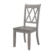 Janu Set of 2 Side Dining Chair- X Shaped Backrest- Gray Solid Wood