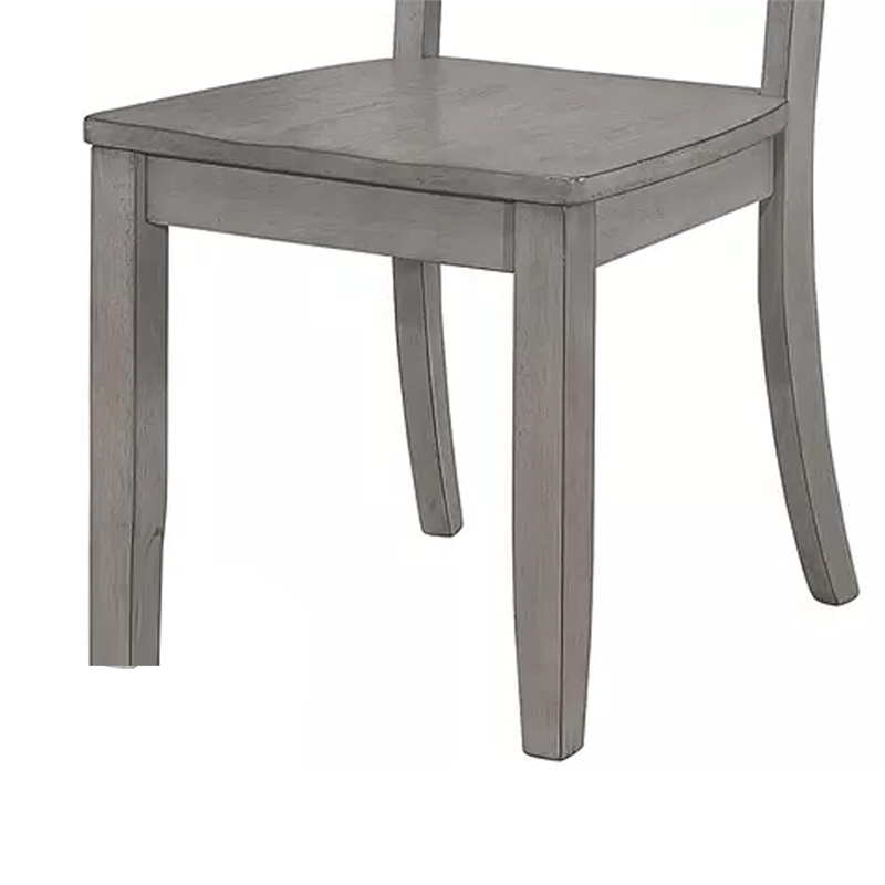 Janu Set of 2 Side Dining Chair- X Shaped Backrest- Gray Solid Wood