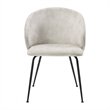 Salie Dining Chair Set of 2- Curved Back- Black Metal- Beige Velvet