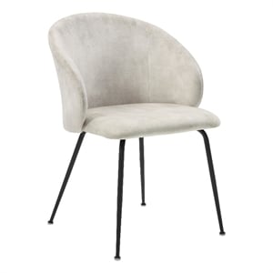 Salie Dining Chair Set of 2- Curved Back- Black Metal- Beige Velvet