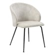 Salie Dining Chair Set of 2- Curved Back- Black Metal- Beige Velvet