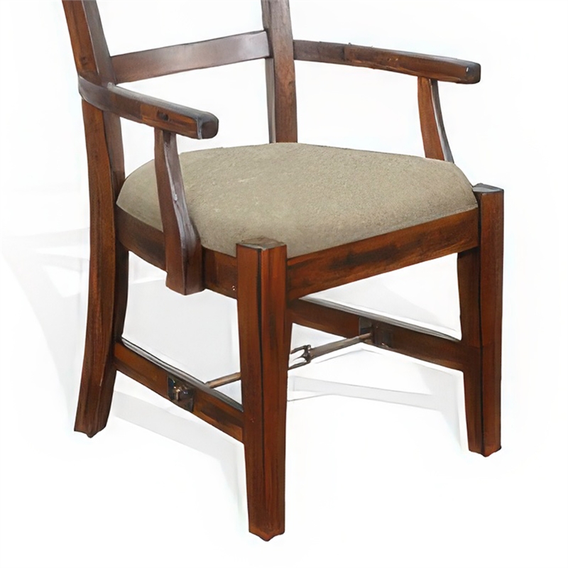 Reggie Dining Armchair Set of 2- Ladderback Beige- Brown Mahogany Wood