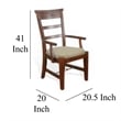 Reggie Dining Armchair Set of 2- Ladderback Beige- Brown Mahogany Wood