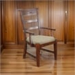 Reggie Dining Armchair Set of 2- Ladderback Beige- Brown Mahogany Wood