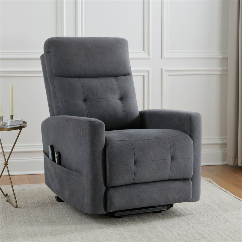Woxo Power Lift Recliner Chair with Heat- Massage- Gray Microfiber
