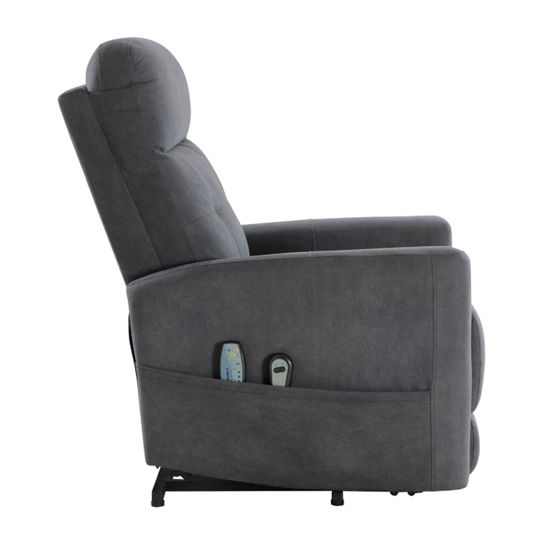 Woxo Power Lift Recliner Chair with Heat- Massage- Gray Microfiber