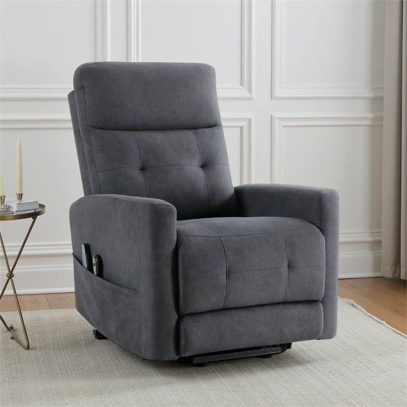 Woxo Power Lift Recliner Chair with Heat- Massage- Gray Microfiber