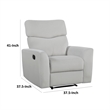 Manual Recliner Chair- 38 Inch- Gray Polyester Padded Seat- Pull Tab