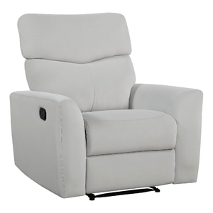 Manual Recliner Chair- 38 Inch- Gray Polyester Padded Seat- Pull Tab