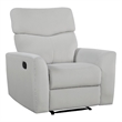 Manual Recliner Chair- 38 Inch- Gray Polyester Padded Seat- Pull Tab