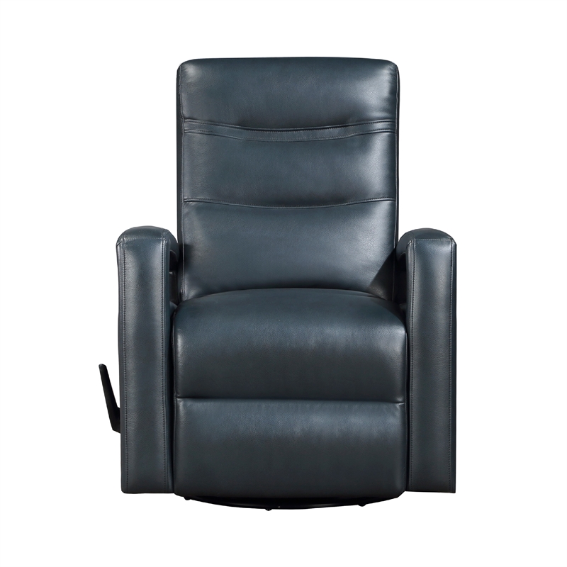 Kamo Manual Recliner Swivel Chair- 32 Inch- Navy Blue Faux Leather